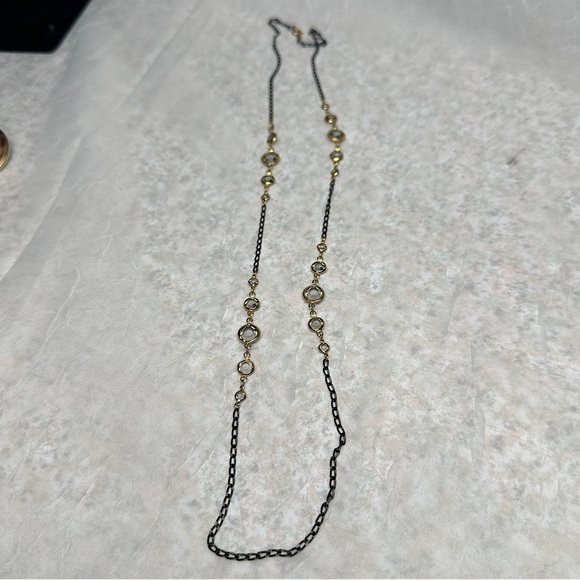 Vintage Signed Crown TRIFARI Necklace Gold Tone & Black  Chain Link Glass - Picture 12 of 15